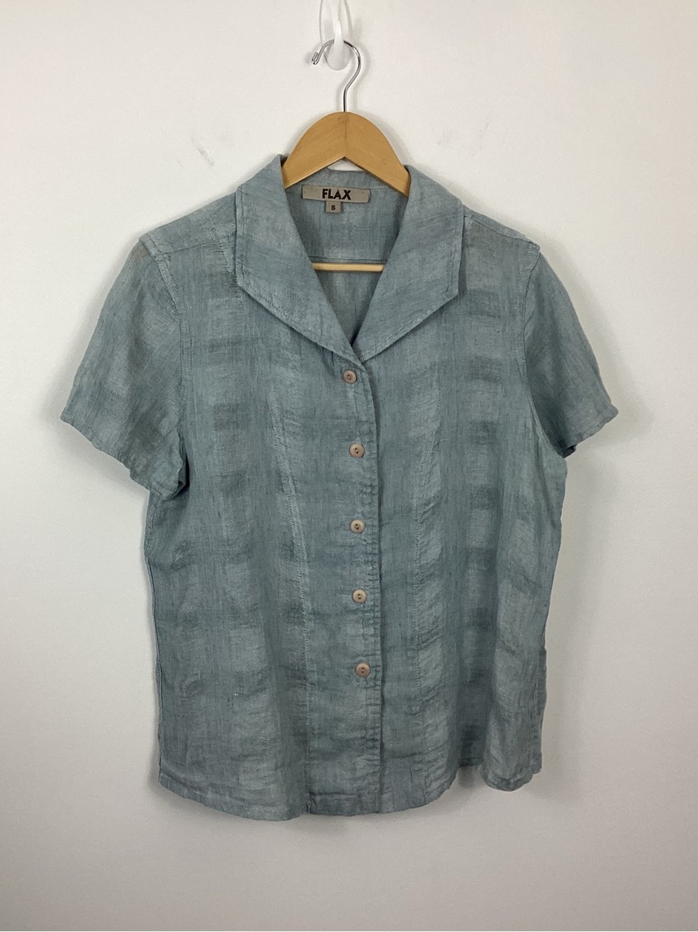 Flax Short Sleeve Button Down Linen Shirt Size Small